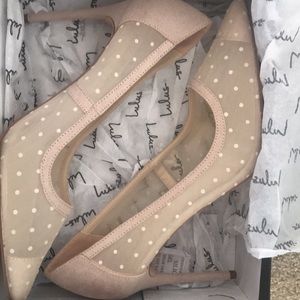 Brand new never worn Lulus polka dot heels